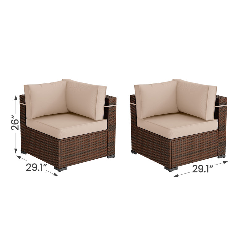 Wicker Outdoor Patio Sofa, Beige