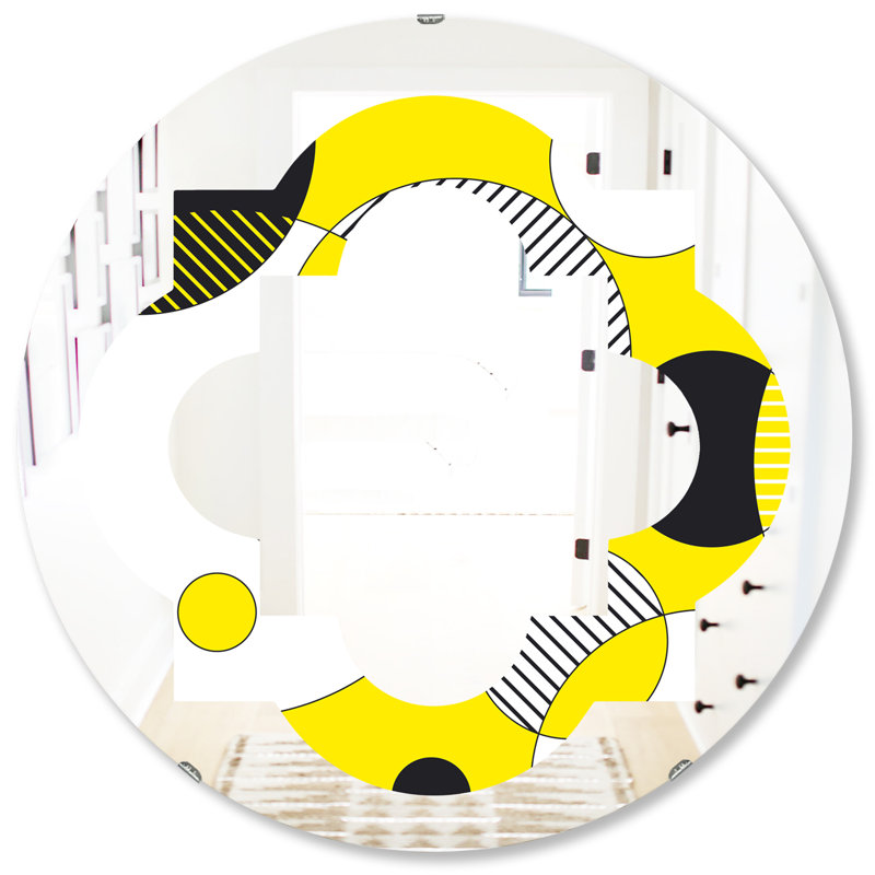 Miroir mural moderne sans cadre, H 31,5 po x l 31,5 po, Motif géométrique abstrait quadrilobe rétro