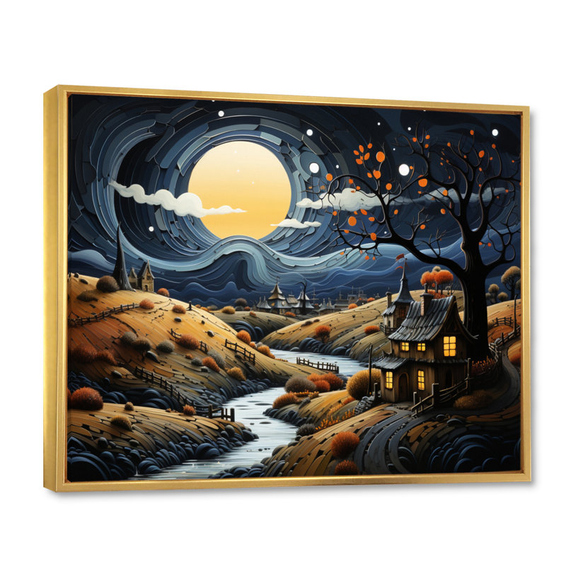 «Countryside Moody Skies II», reproduction sur toile, H 16 po x l 32 po x P 1 po, Cadre flottant doré