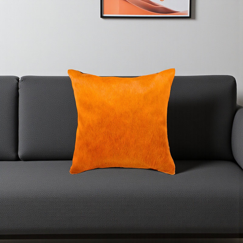 Jeté en cuir de vache par Trio, Orange