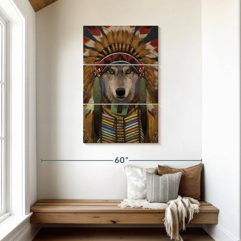 Brampt Wolf Spirit Chief, H 45 po x l 28 po