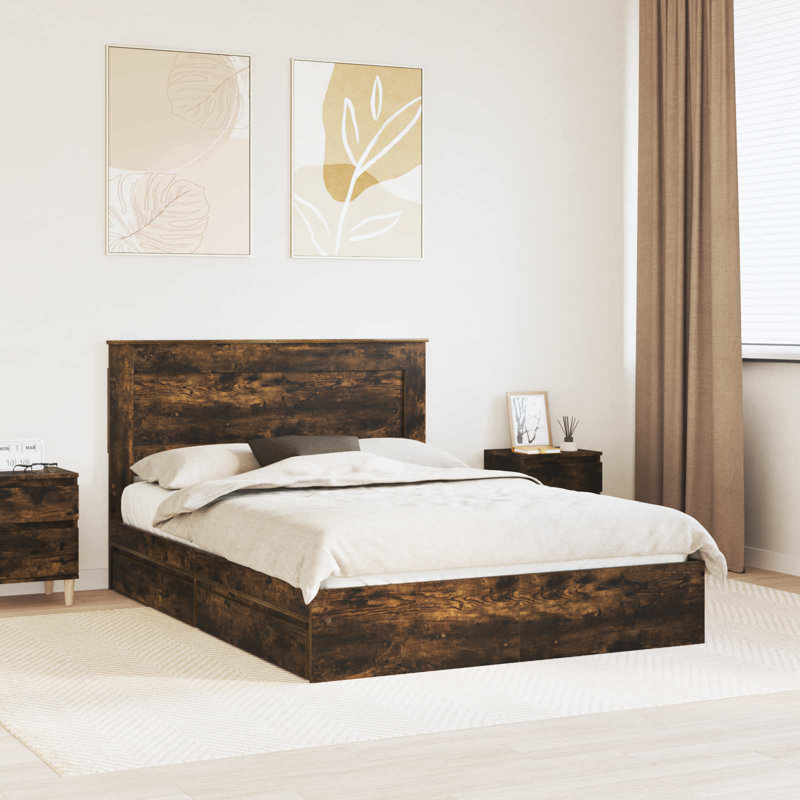 Bed, Smoked Oak, European Kingsize (160 x 200 cm)