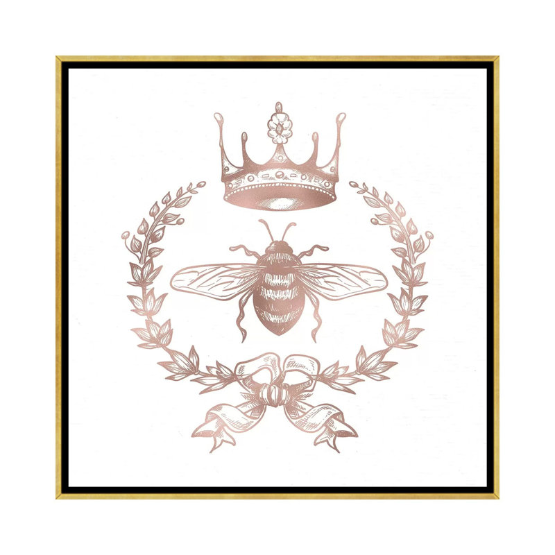 « Grand Bee » par nature Magick-impression d’art graphique, H 26 po x l 26 po x P 1,5 po, Toile encadrée d'or, Pas de tapis