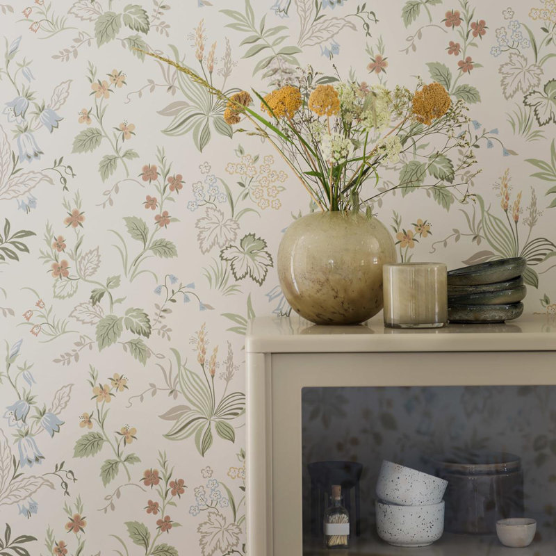 Boråstapeter Folklore Wallpaper, Ivory/Green