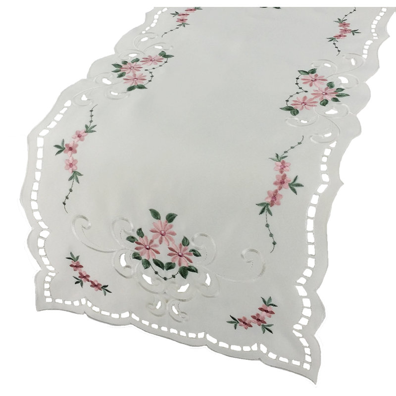 Daisy Table Runner, 54" L x 15" W, Rose Red