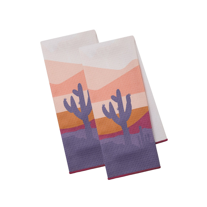  Washed Waffle Dishtowel Set/2, Brick Red