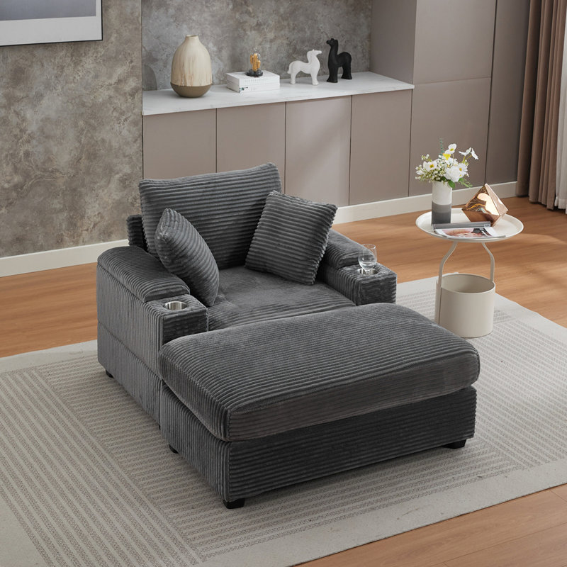 Canapé en velours Corduroy, Gris