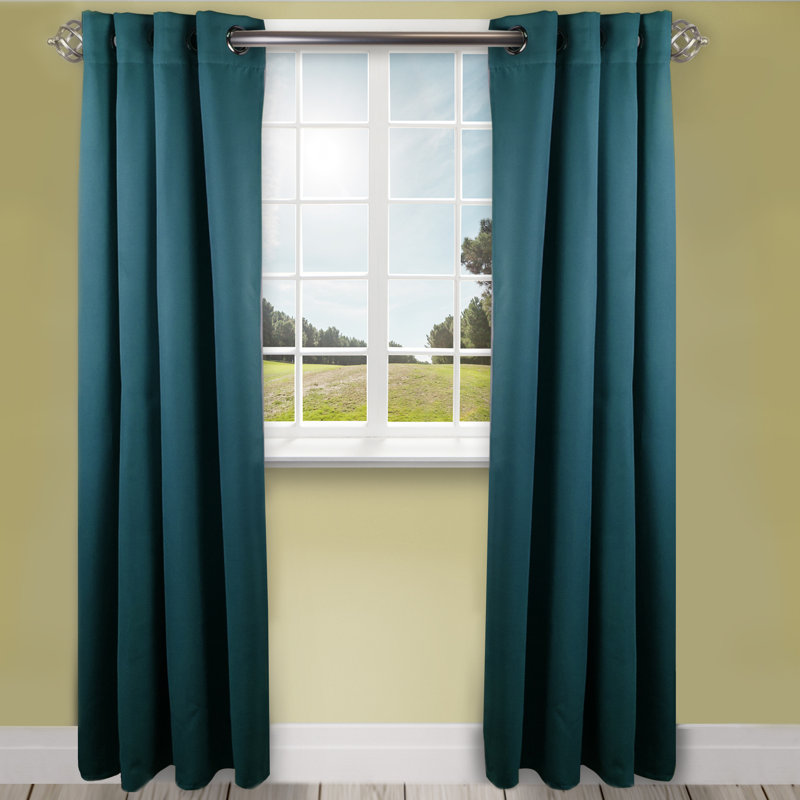 Polen Room Darkening Curtain Single Panel, 96" x 96", Turquoise