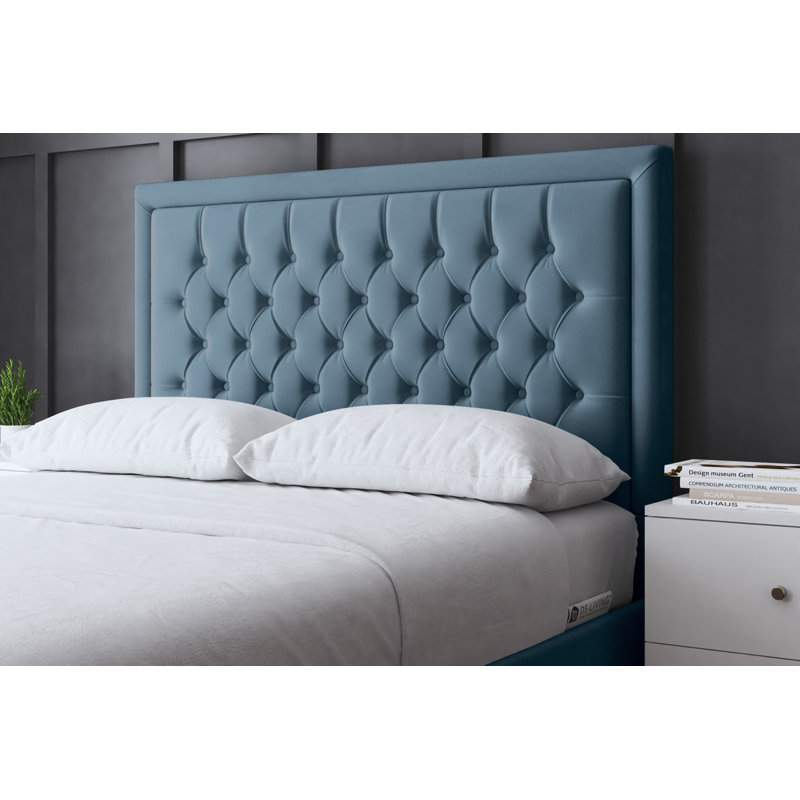 Allegra Upholstered Bed with Headboard, Single (3'), Blue