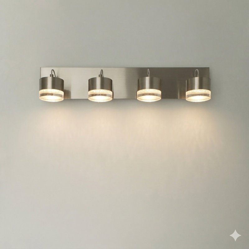 Barnsdall Dimmable LED Vanity Light, Nickel, 4