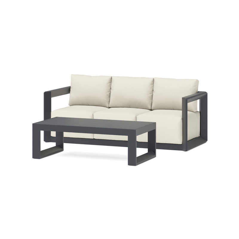 Corey Levia Powder-Coated Aluminum 79In Outdoor Patio Sofa And Coffee Table