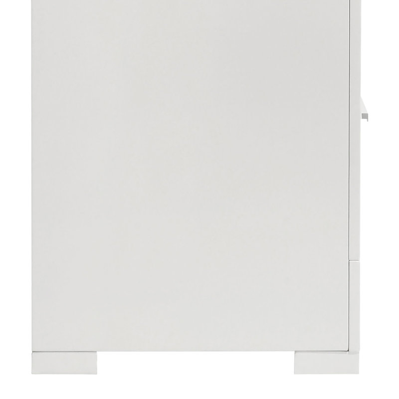 Table de chevet 2 tiroirs Pierce, Blanc ultrabrillant