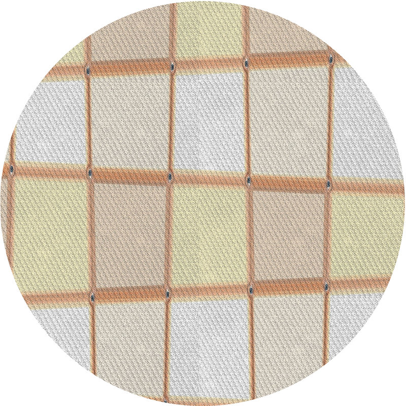 Tapis géométrique jaune / brun, Rond 8 pi