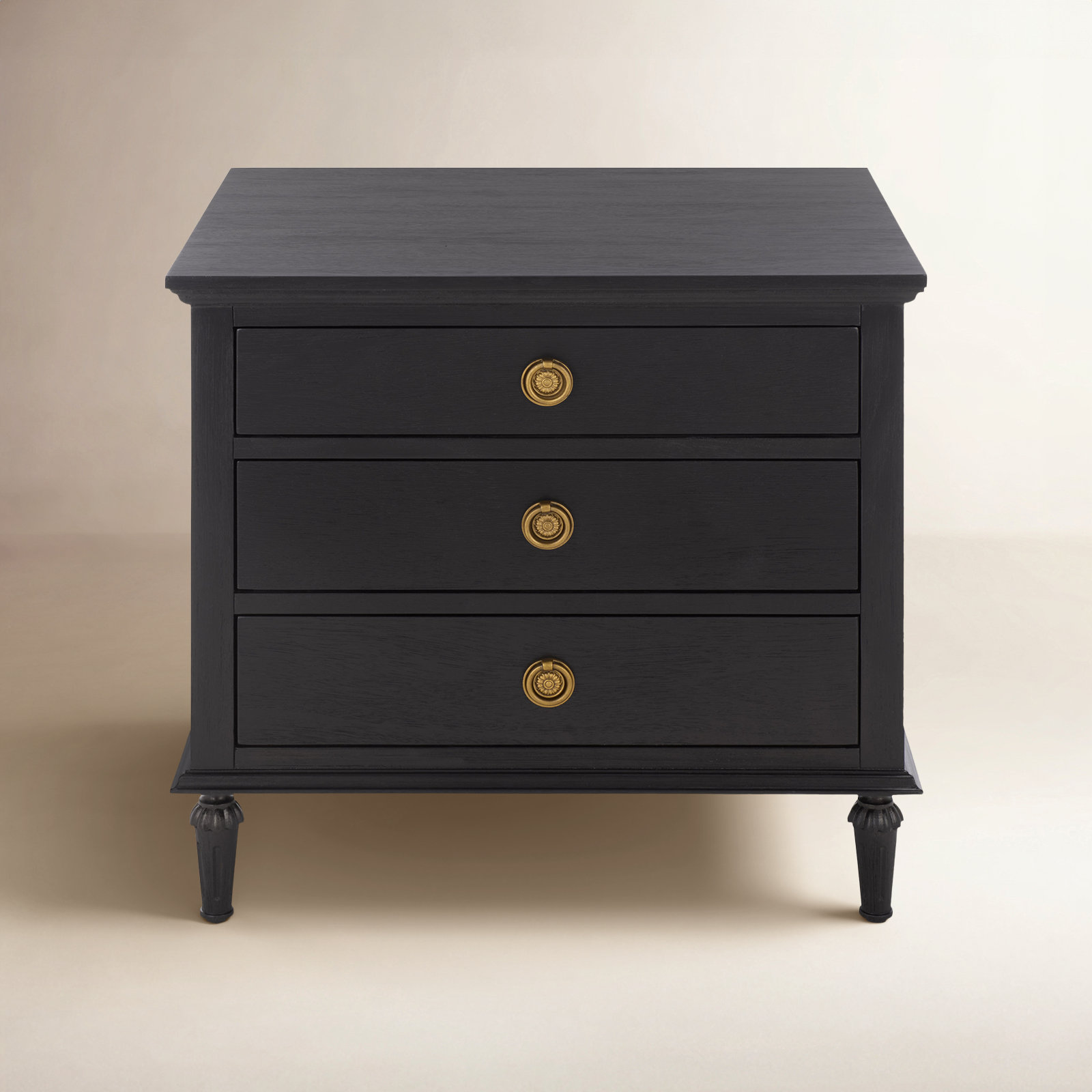 3-Drawer Mahogany Nightstand, Black