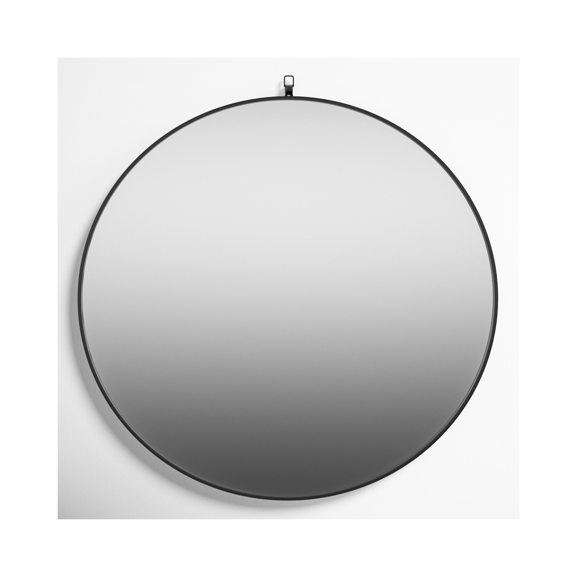 Cassie Metal/Manufactured Wood Round Wall Mirror, Black, 28" x 28" 