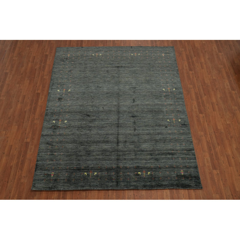 Tapis vert fait à la main vert Gabbeh 8 x 10