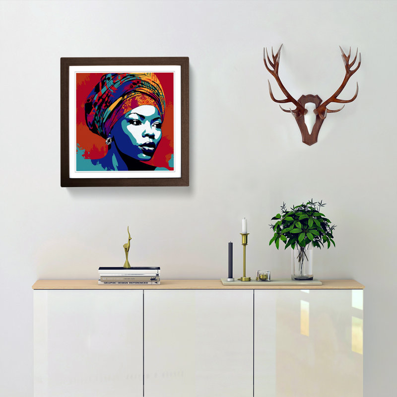 African Woman Pop Art - Framed Print, Walnut