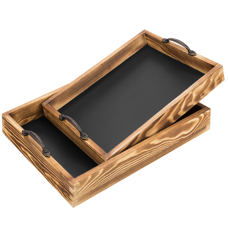 Nesting Decorative 2 Piece Vanity Tray Set, Light Brown