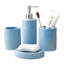 Ensemble d'accessoires de salle de bain - Ensemble d'accessoires de salle de bain en céramique bleue 4 pièces avec distributeur de savon liquide ou de lotion, porte-brosse à dents, gobelet et porte-savon - Décoration moderne à pois ronds