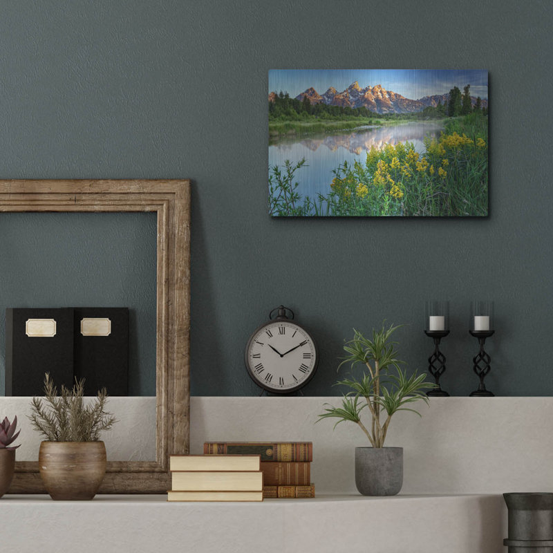 «Teton Wildflowers» par Rick Berk, art mural en métal, H 12 po x l 16 po