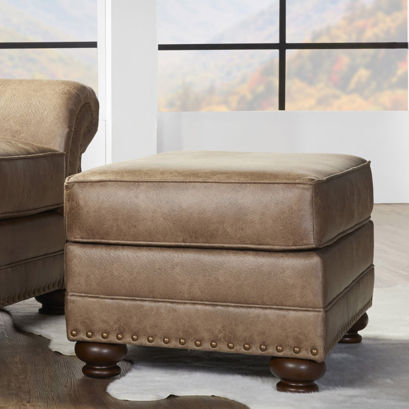 Ensemble de 2 chaises avec accoudoirs et repose-pieds Leinster, Similicuir brun