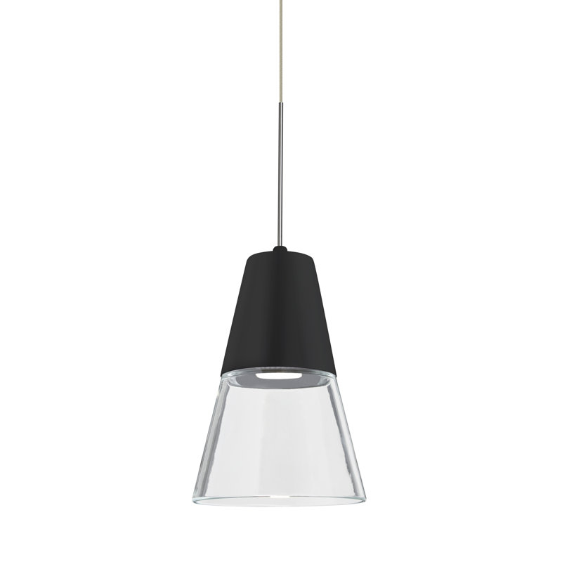 Moffitt 1 - Light Single Pendant, Clear/Black, Satin Nickel