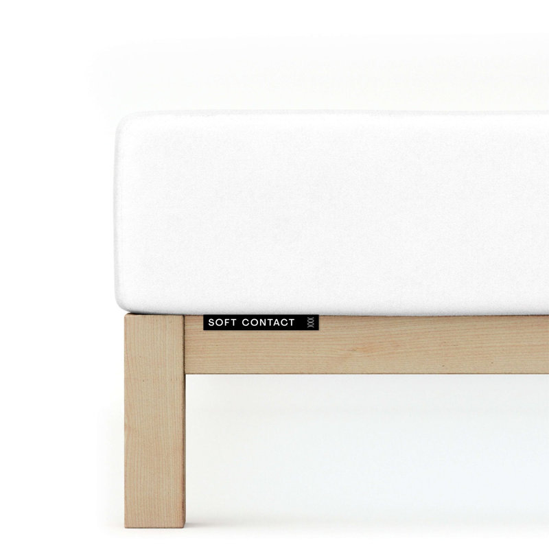 26 100% Cotton Jersey Knit Fitted Sheet, Full-White, L 140 x 200cm - 160 x 200cm
