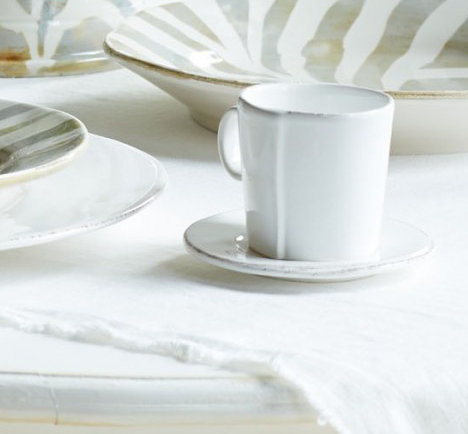 Lastra Handmade Stoneware Cappuccino Cup, White