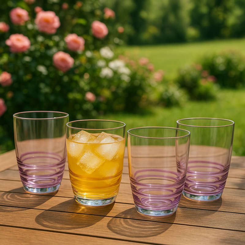 Ensemble de 4 verres en acrylique Swirl, 15 oz, Rose