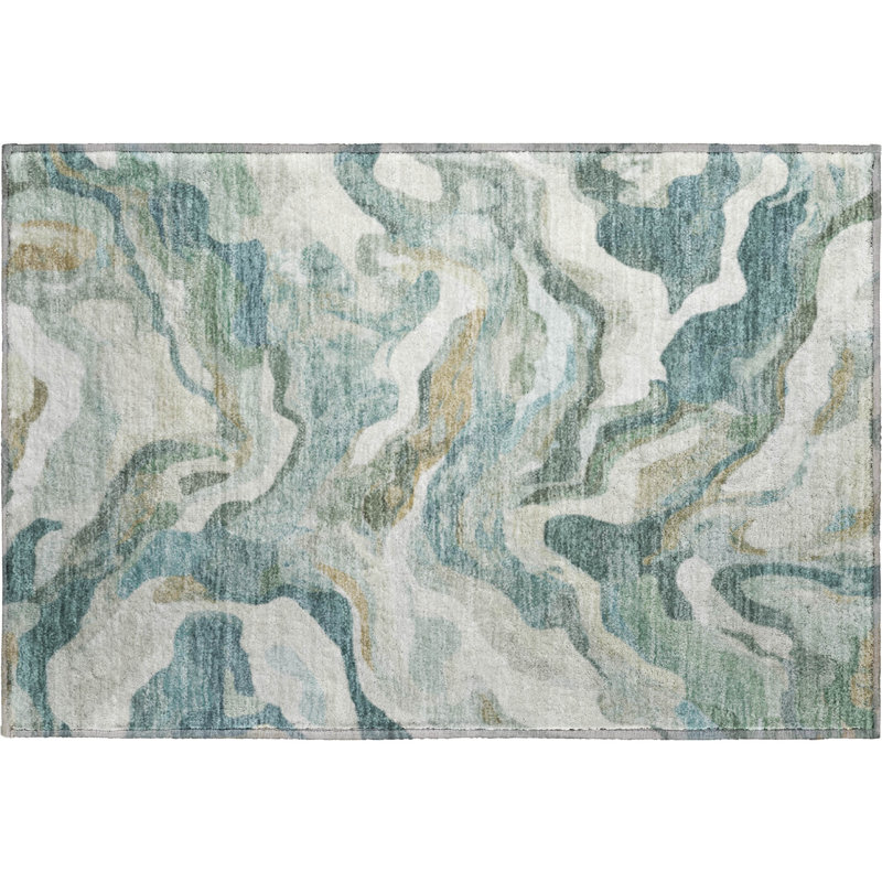 Tapis moderne lavable à la machine de qualité supérieure Mayfield AMF2162, Rectangle 1 pi 8 po x 2 pi 6 po, Sarcelle