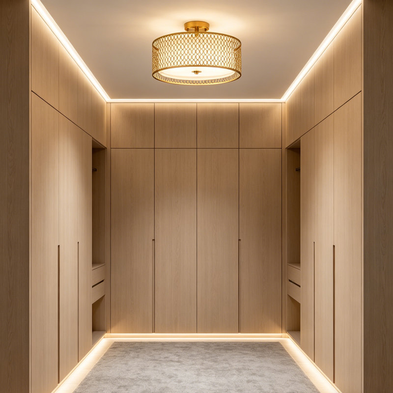17" Semi-Flush Mount Ceiling Light, Gold