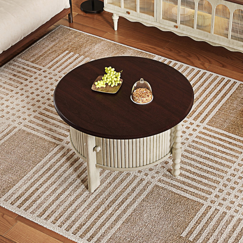 Table basse ronde avec rangement, Espresso