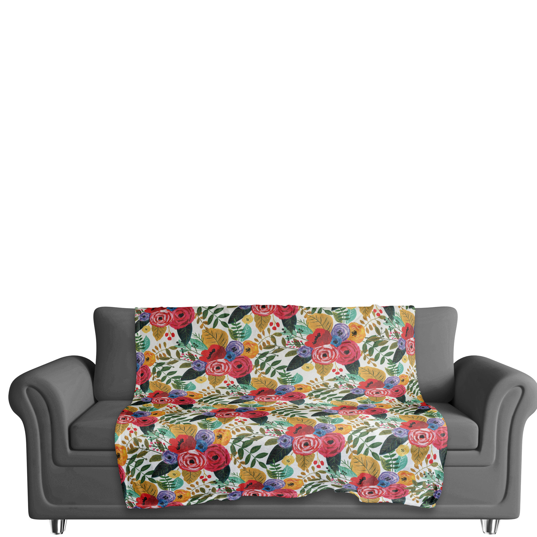 Designs Direct Creative Group Bright Multi Floral Pattern Woven Throw ...