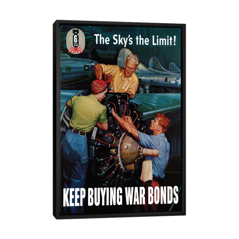 « wwii poster keeping guerre », affiche rétro sur toile, H 26 po x l 18 po x P 1,5 po, Toile avec cadre noir, Pas de tapis