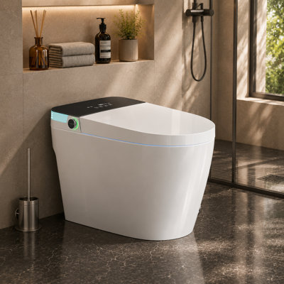 BCANHOME Smart Toilet with Tankless Bidet Wash, Auto Open Lid, 1.28 Gallons Auto Dual Flush, Heat Seat, Warm Wash/Dryer, Soft Closing, Remote Control