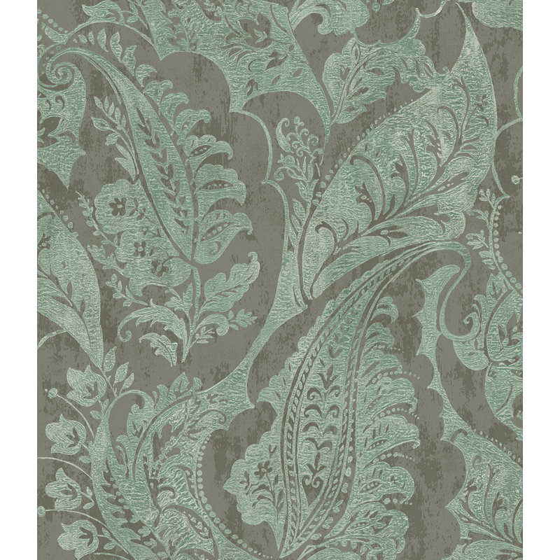 Rouleau de papier peint L 33 pi x l 20,5 po Upton, Gris anthracite / vert Veridian