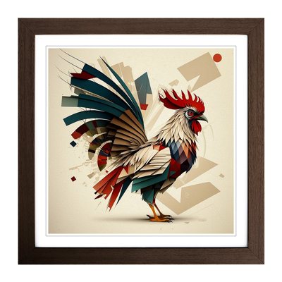 Rooster Constructivism - Single Picture Frame Print on Wood
