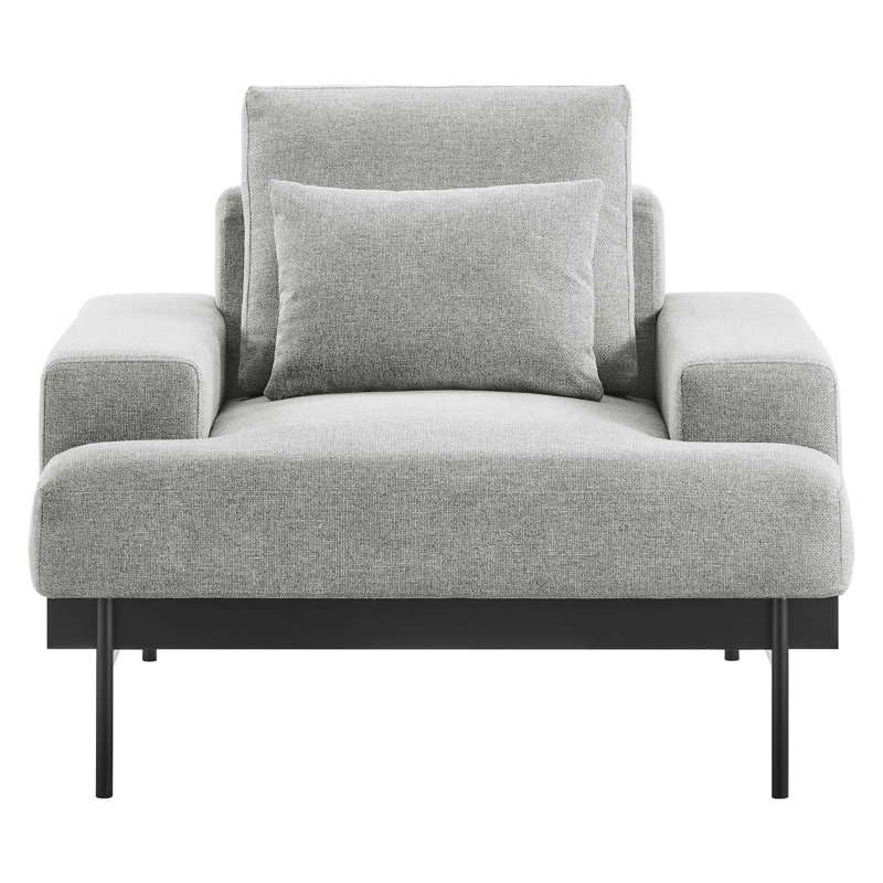 Josiah Upholstered Armchair, Light Gray Polyester