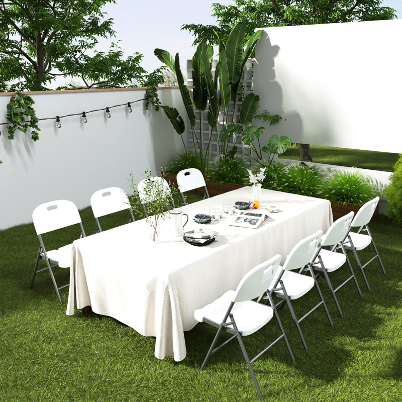 Foldable Plastic Folding Chairs with Steel Frame - 450 lbs Capacity, Available in White, Black, and Blue, for Indoor/Outdoor Use