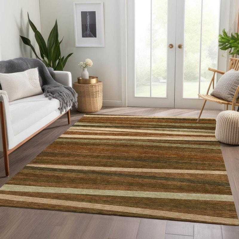 Tapis à rayures lavable à la machine de qualité supérieure AMF997, Rectangle 2 pi 6 po x 3 pi 10 po
