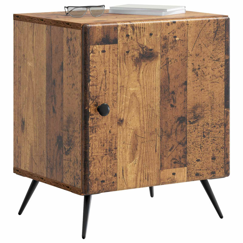 43 cm W Bedside Table, Old Wood