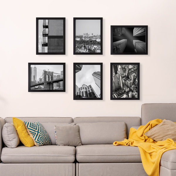 Kinchen 6 Piece Matte Gallery Wall Frame Set Three Posts Color: Black