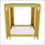 Ensemble de 3 tables de salon avec 1 table basse et 2 tables de bout, rectangulaire, verre trempé, métal asymétrique, finition dorée et tablette inférieure-133526256