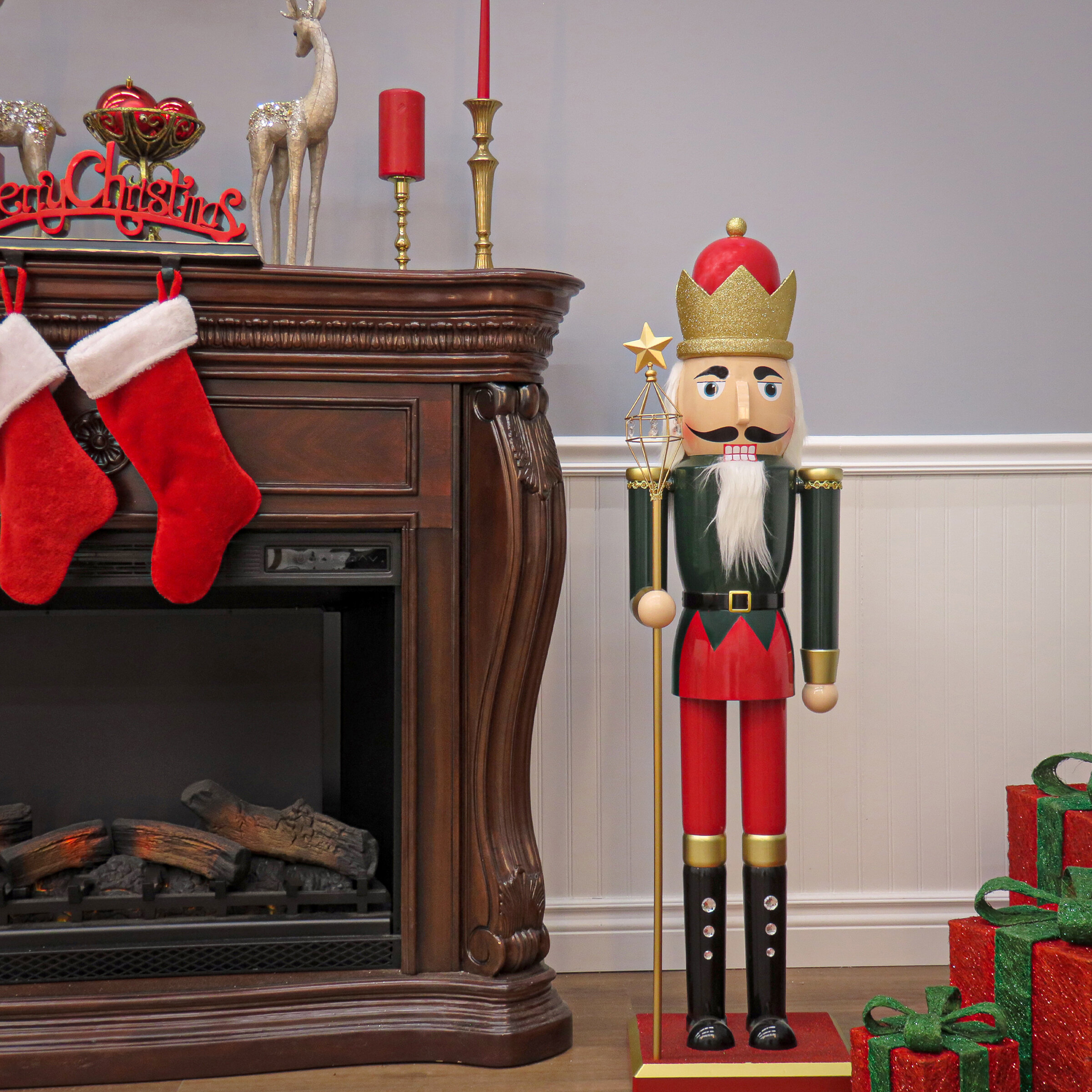 Glitzhome 42H Wooden Christmas Soldier Nutcracker