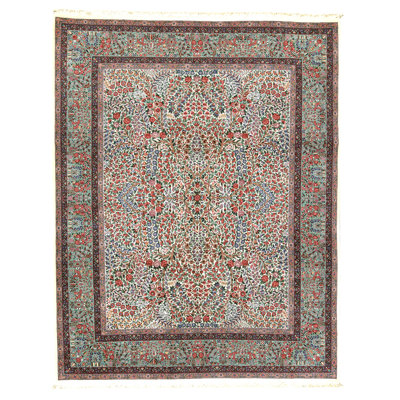 Tapis rectangulaire en laine noué à la main