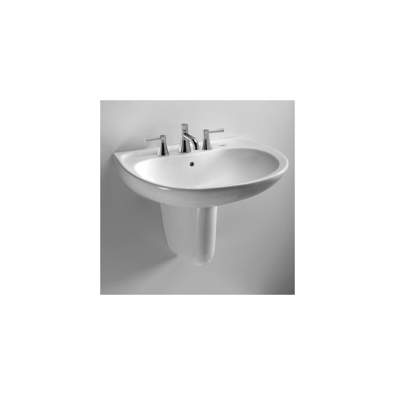 TOTO® Supreme® Oval Wall-Mount Bathroom Sink with CEFIONTECT and Shroud for 8 Inch Center Faucets, Cotton White, Cotton