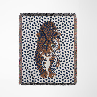 Jeté en mélange de coton Inky Leopard