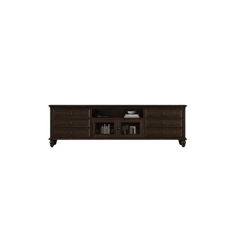 Meuble télé de style américain, H 23,62 po x l 86,61 po x P 16,53 po, Noir noyer