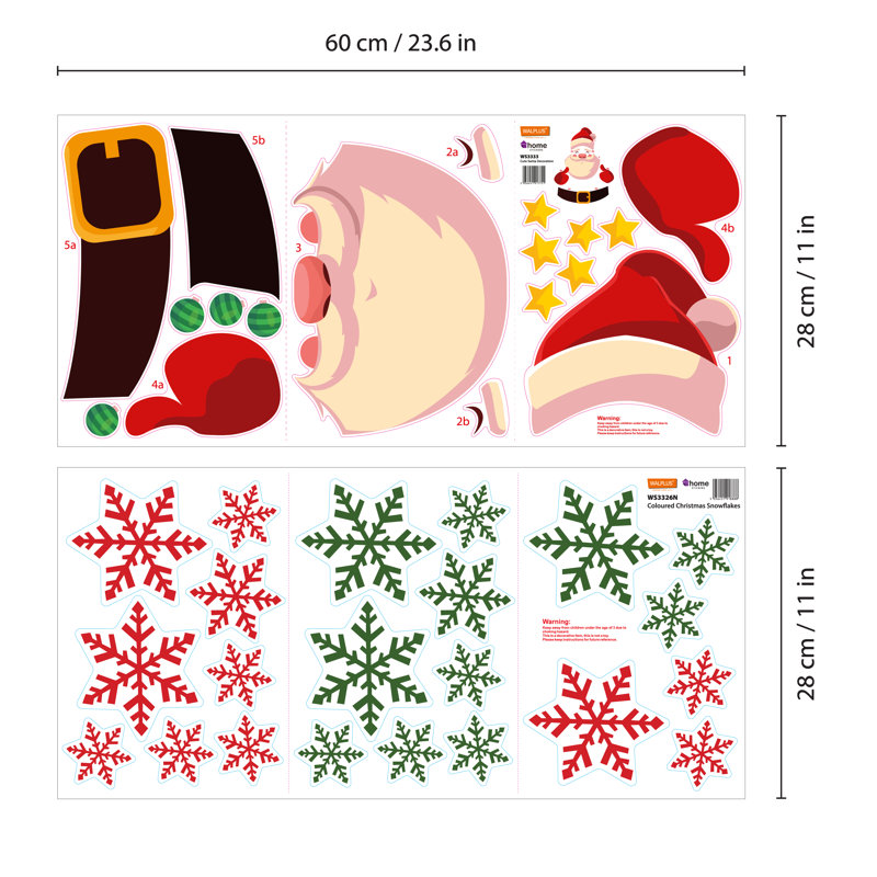 Cute Santa with Snowflakes Christmas Window Decal