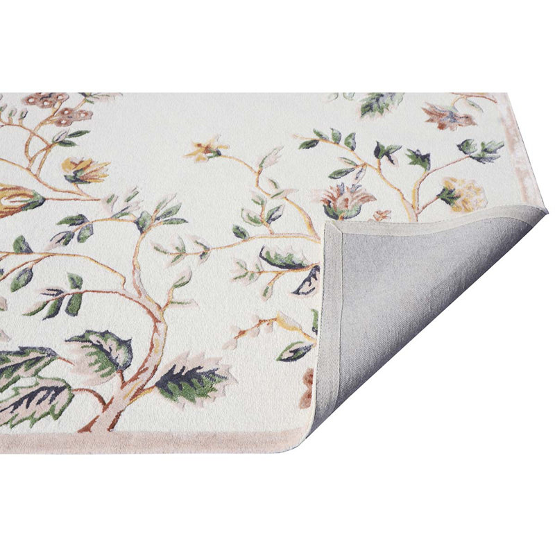 Floral Area Rug in Ivory, Rectangle 2' x 3'